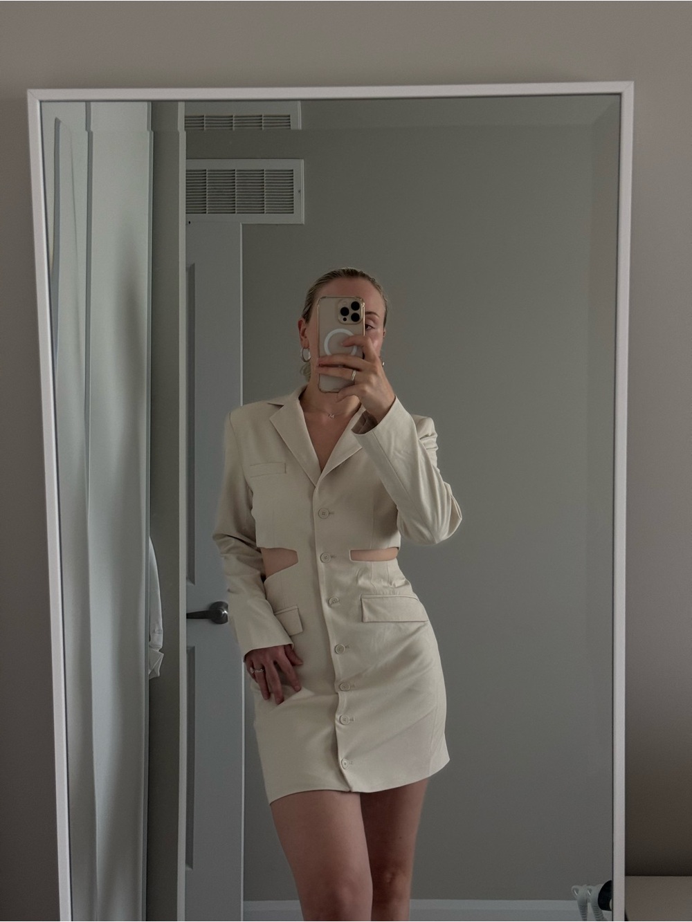 OAK + FORT Cream BLAZER CUTOUT dress